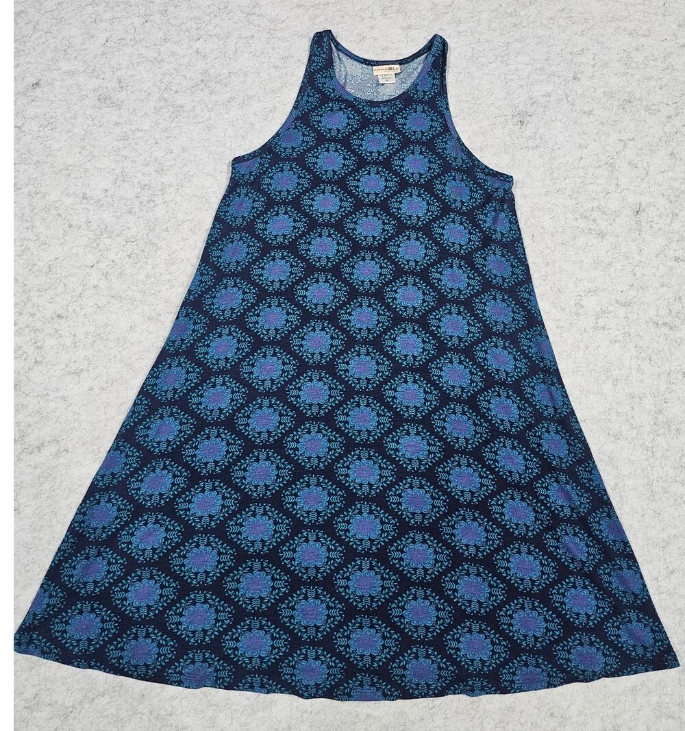 Natural Life Dress Sleeveless Tank Dress,  Floral, Green Blue Womens Sz M